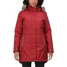 Image of Regatta Lexis Waterproof Insulated Womens Parka Jacket Red Hooded Outdoor Coat