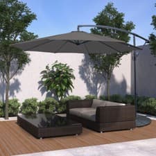 Image of 3M Banana Parasol Sun Shade Patio Hanging Umbrella Cantilever Garden Grey