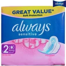 Image of Always Sensitive Long Ultra Sanitary Towels Size 2, Wings 12 Pads