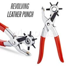Image of Revolving Leather Punch, Eyelet Plier 6 Sizes Hole Heavy Duty Belt Puncher DIY