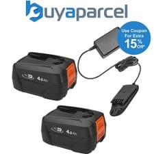 Image of Flymo Power For All 2 x Batteries & Charger Starter Set 18V 4.0Ah FLY105 FLY106
