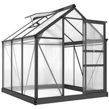 Image of Outsunny 6x6ft Walk-In Polycarbonate Greenhouse Plant Grow Galvanized Aluminium