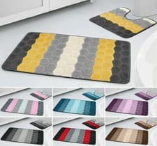Image of Non Slip 2 Piece Bath Mat And Pedestal Mats Absorbent Bathroom Toilet Set