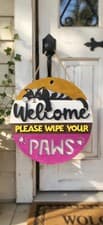 Image of Handcrafted 3D 'Wipe Your Paws' Cat Welcome Sign
