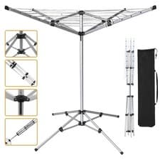 Image of Rotary Washing Line with 4 Stable Legs Rotary Airer Outdoor Clothes Dryer Drying