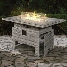 Image of RoyalFire Icarus Rattan Rising Firepit Table Dove Grey Adjustable Height