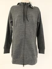 Image of Adidas Women’s Full-Zip Hoodie XS – Grey Cotton Fleece Longline Track Top AX7522