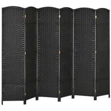Image of 4/6 Panel Room Divider Folding Privacy Screen Pine Wood Partition Woven Wall