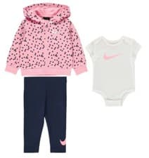 Image of Nike Baby Girls Set 3 Hoody Jacket, Trousers, Body Pink Blue White 0 - 3 Months