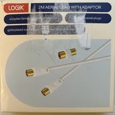 Image of LOGIK Male Aerial Cable - 2m with Female to Female adapter (L2AERA15) - White