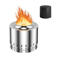 Image of XL Stainless Steel Smokeless Fire Pit Wood Burning Firepit Backyard Patio Garden