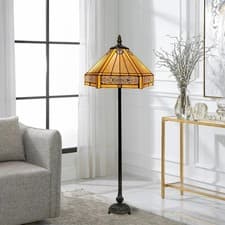 Image of Tiffany Style Luxury Floor Lamp – Handmade Stained Glass for Home & Office