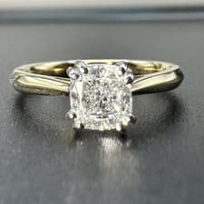Image of 18ct Gold 1.01ct Certified Cushion Diamond Ring New w/ Box Size M WAS£6,950 ER01