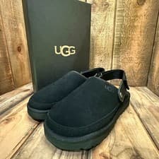 Image of UGG MENS GOLDENCOAST CLOG SIZE US 9 BLACK SUEDE SLINGBACK SLIDE SANDAL