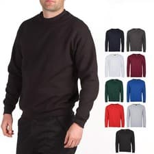 Image of Mens Classic Plain Crew Neck Sweatshirt Size S to 4XL - WORK SPORT CASUAL JUMPER