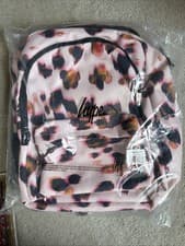 Image of Hype Unisex Beige Pink Leopard Blur Multi Pocket Backpack Rucksack NEW with Tags