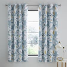 Image of Catherine Lansfield Curtains Inga Leaf Eyelet Lined Two Panels