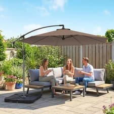 Image of 3(m) Garden Banana Parasol Cantilever Umbrella w/ Base Weights & Cover