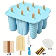 Image of 9 Cavity Silicone Ice Cream Mould Tray Popsicle Mold Lolly Frozen Dessert Maker