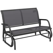 Image of Outsunny 2-Person Patio Glider Bench Gliding Chair Loveseat w/ Armrest Grey