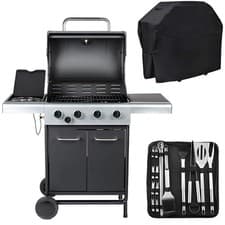 Image of Embermann Prestige 4 Burner Gas Barbecue with Side Burner & Free Heavy-Duty Cove