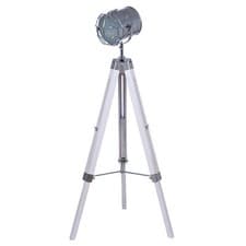 Image of Vintage/Retro White Wash Wooden Tripod Spotlight Floor Lamp H:140CM RRP £165