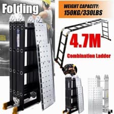 Image of 4.7M 14 IN 1 Multi-Purpose Aluminium Telescopic Folding Work Platforms Ladder