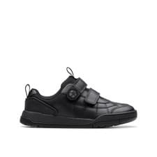 Image of Clarks Boys,Girls,Kids Unisex Laser Cross Kid Black Leather Riptape,School Shoes