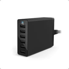Image of Anker PowerPort 60W 6-Port Desktop USB Charger with PowerIQ for Smartphones Blac
