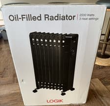 Image of Logik L20DOR25 Oil-Filled Radiator 2000W 3 Heat Settings Black Remote Timer