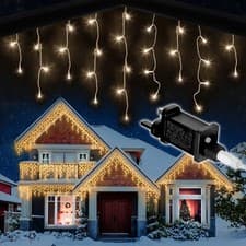 Image of Netta Icicle Christmas Lights Outdoor And Indoor Timer 8 Modes 240-2000 LED