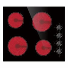 Image of 4 Zone Ceramic Hob with Knob, Easy Use, 6000W, 9 cooking power setting, Black