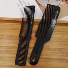 Image of Black Wide Tooth Flattop Barber Comb Professional Carbon Fiber Haircutting UK