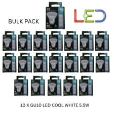 Image of 20 X TCP LED GU10 5.5W COOL WHITE 4000K LIGHT BULB LAMP DOWNLIGHTS SPOTLIGHT