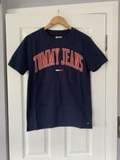 Image of Tommy Hilfiger Tommy Jeans Collegiate Logo relaxed fit T Shirt Size XS