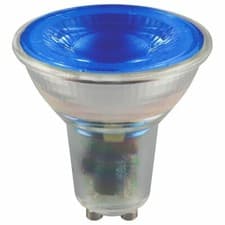 Image of 1 x CROMPTON LED GU10 4.5w BLUE COLOURED GLASS SMD LAMP 35 Degree NON DIMMABLE