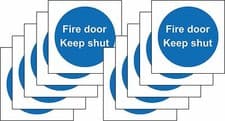 Image of Fire door keep shut safety signs Pack of 10 -1.2mm Rigid plastic 100mm x 100mm