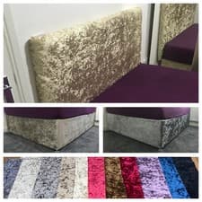 Image of Luxury Crushed Velvet Elasticated Divan Bed Base Cover Wrap OR Headboard Cover