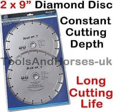 Image of 2x 9" Inch 230mm Diamond Cutting Disc 9" Diamond Cutting Disc For Angle Grinder