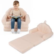 Image of COSTWAY Convertible Kids Sofa 2-in-1 Fold out Toddler Couch Chair to Lounger Bed