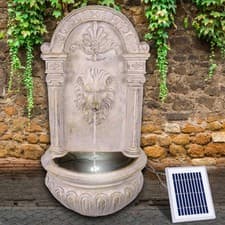 Image of SOLAR POWERED LION WATER FEATURE OUTDOOR FOUNTAIN WITH PUMP AND LED LIGHTS