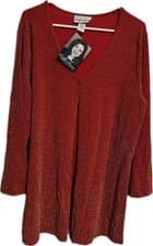 Image of NWT Carolyn Strauss Collection, red glimmer one button sweater jacket 1X GIFT