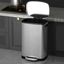 Image of 30L Step Pedal Trash Can Recycling Bin Odor Filter Stainless Steel Plastic Lid