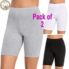 Image of Pack of 2 Womens Cycling Shorts Active Dancing Stretchy COTTON Short Comfort