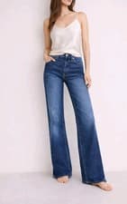 Image of NEW! Good American Good Waist Palazzo Full Length Wide Leg Jeans Women's 8/29