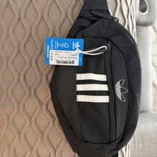 Image of Adidas Essentials Core Waist Pack Black & White Belt Bag Fanny Pack Logo