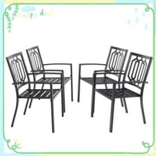 Image of Set of 4 Garden Dining Chair Set Stackable Outdoor Dining Chair Patio Chair Set