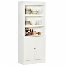 Image of HOMCOM Modern Kitchen Cupboard, Storage Cabinet with Adjustable Shelves, White