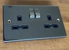 Image of Knightsbridge Double Socket 13A 2G DP Switched Raised Edge Brushed Chrome