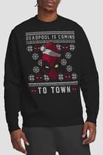 Image of Deadpool Coming To Town Christmas Jumper Mens Sweatshirt Black